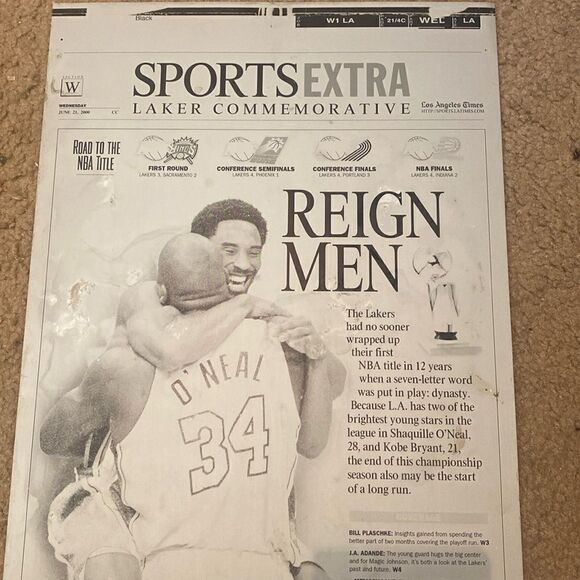 Rare Vintage LA Times Printing Plate Reign Men Lakers Commemorative June 13 '02 - Picture 3 of 7